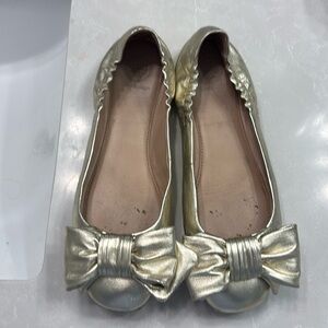 Gold Tory Burch bow flats size 7